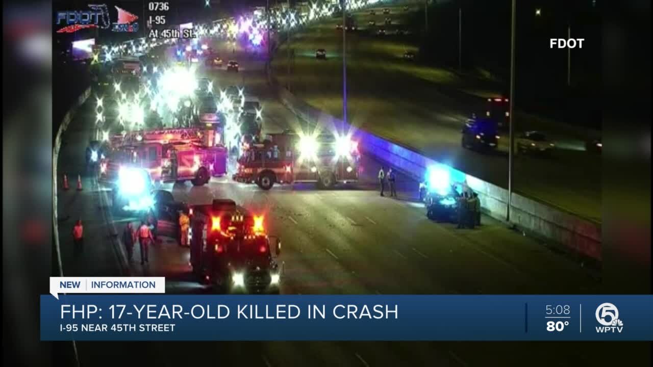 17-year-old boy killed after crash on Interstate 95 in West Palm Beach