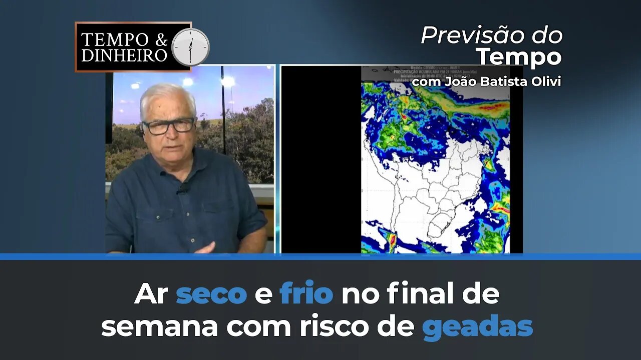 Ar seco e frio no final de semana com risco de geadas fracas pelo Centro-Sul do país