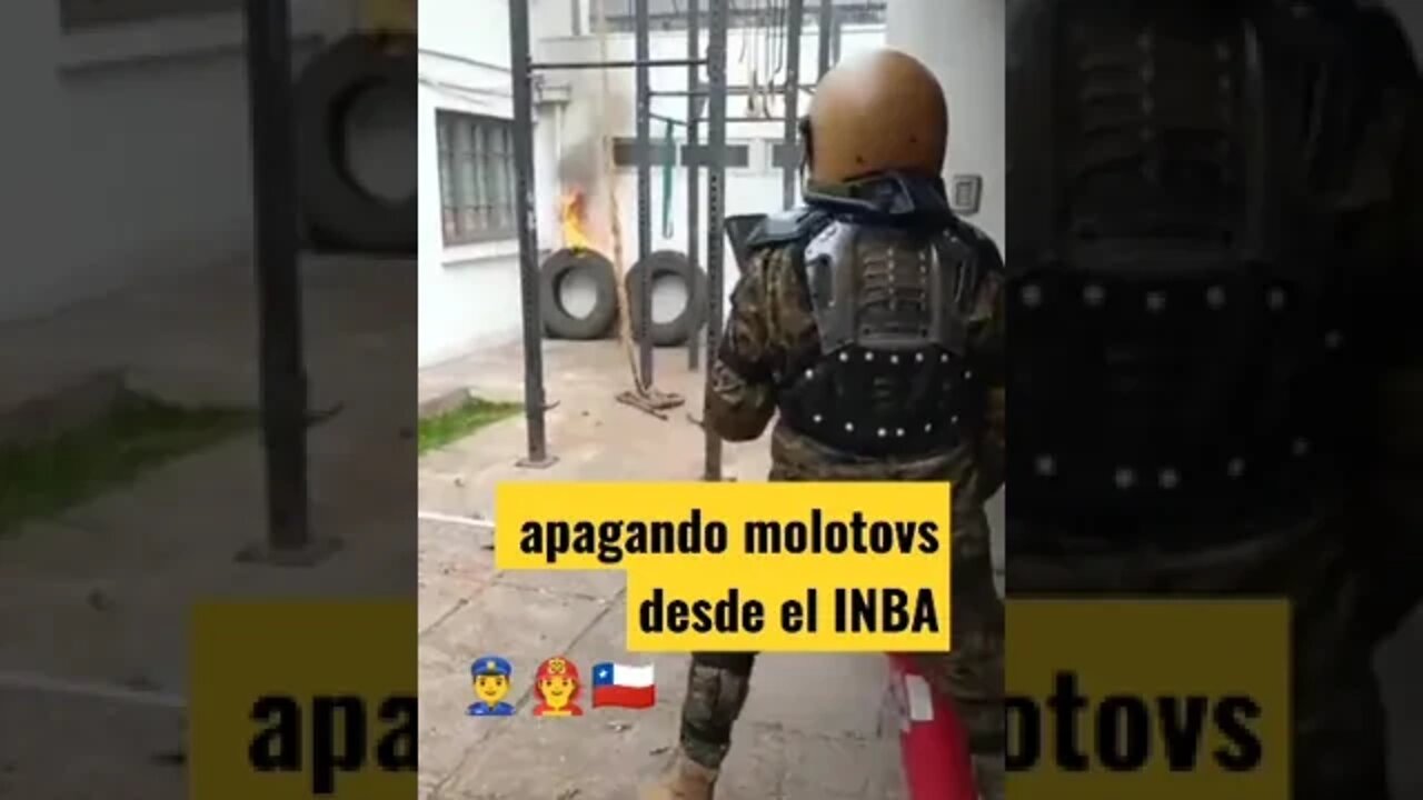 Encapuchados desde el patio #INBA lanzan molotovs a la División Ingenieros del Ejército #chile