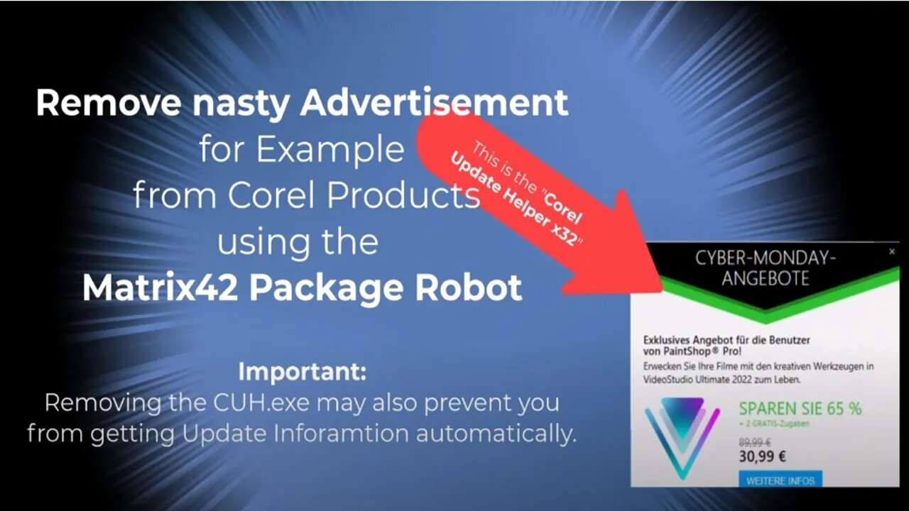 Remove Corel "Update Helper 32" Advertizing
