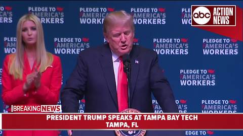 President Trump speaks at event at Tampa Bay Technical HS