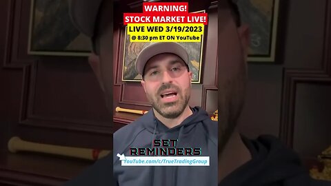 THE TRUTH ABOUT THE #STOCKMARKET Revealed LIVE Tonight 3/19 at 8:30pm ET on YouTube!