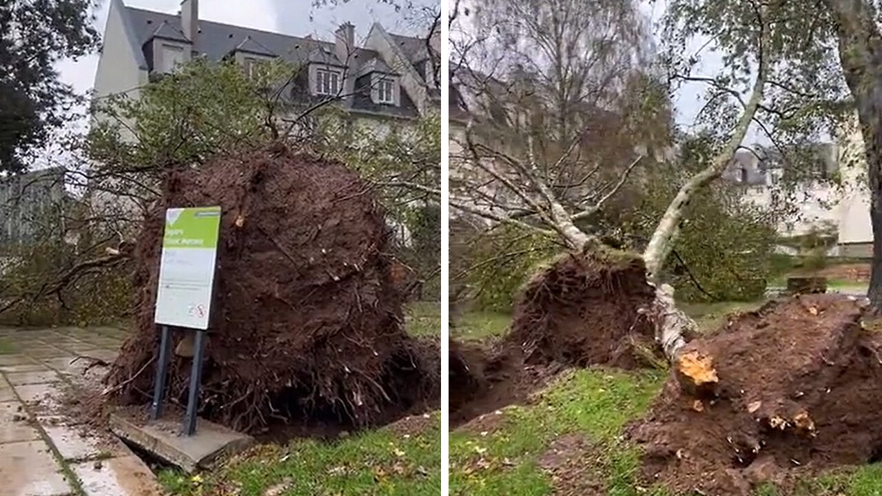 Impressive damage still in city center of Brest following passage of Storm Cairan