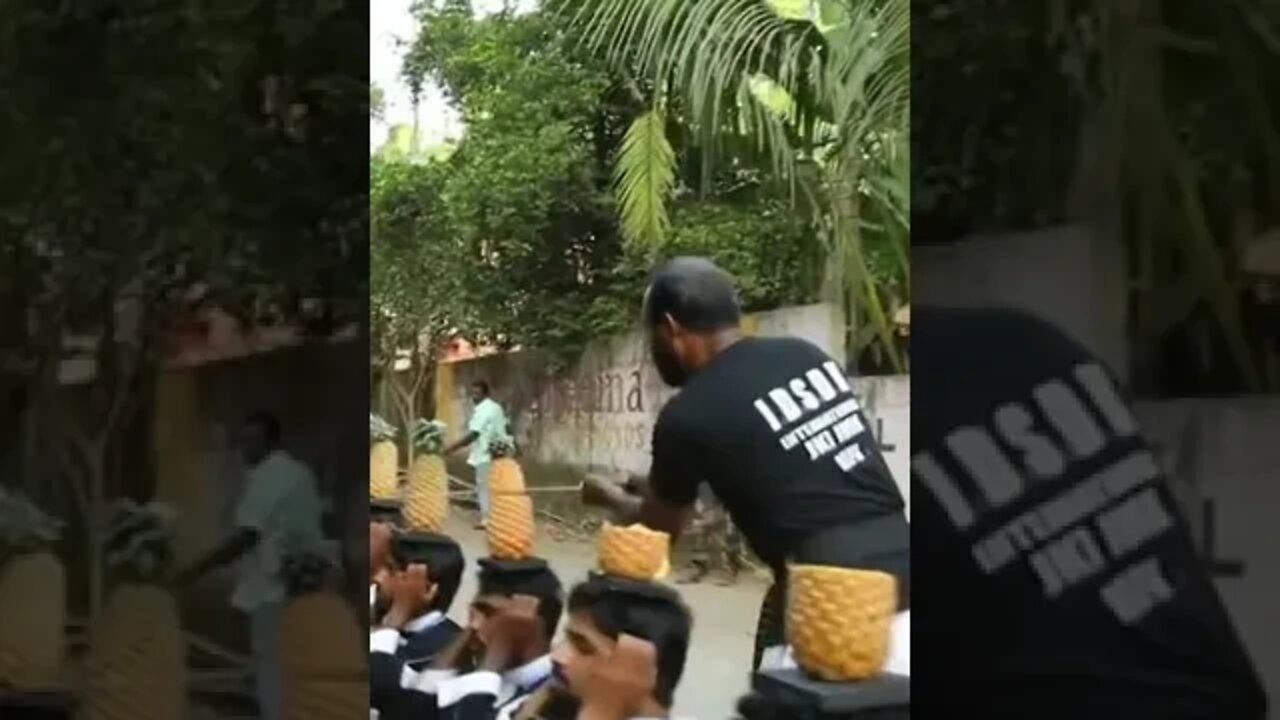 Cutting 75 pineapples in 30 seconds #shorts