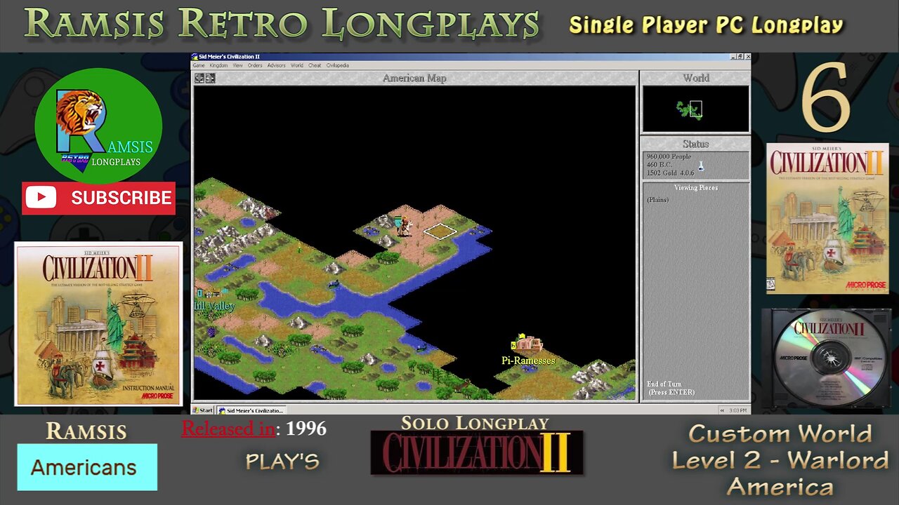 Sid Meier's Civilization II | 1996 | Windows PC | Warlord | America - Episode #6 | Let's Play