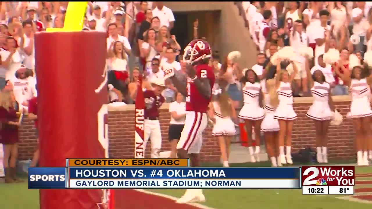 Jalen Hurts racks up more than 500 total yards, 6 TDs as #4 Oklahoma opens season with 49-31 defeat of Houston