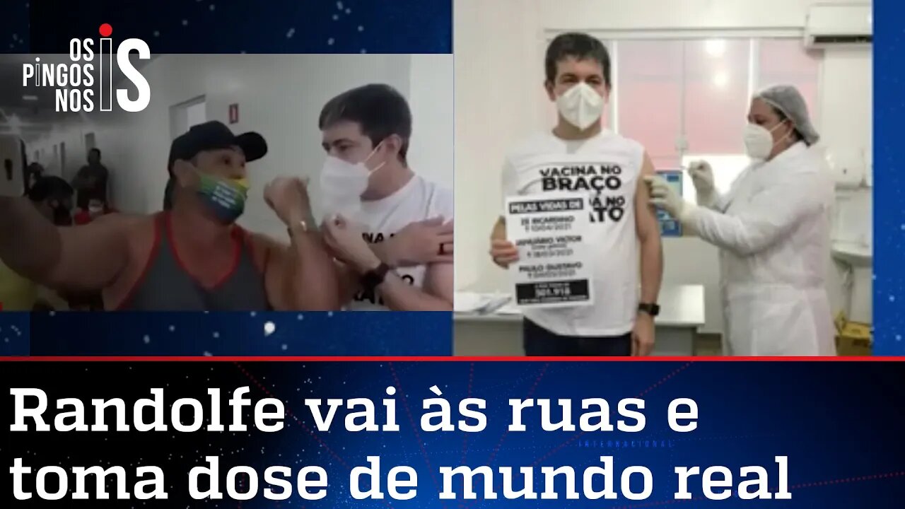 Randolfe toma a vacina, é confrontado e chama Bolsonaro de assassino