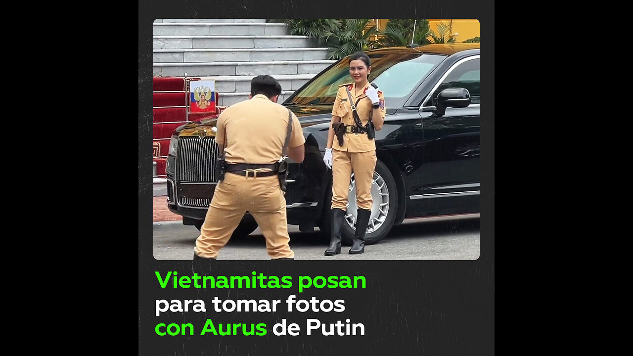 Vietnamitas hacen cola para tomarse una foto con el Aurus de Putin