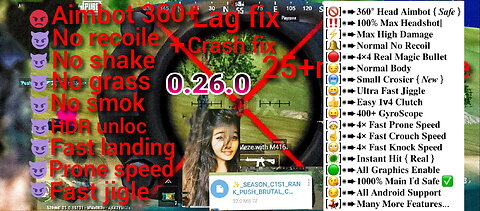 Pubg Lite 0.26.0 zero recoile || PUBG Lite 0.26.0 360 Aimbot no grass no smoke config file crash fix