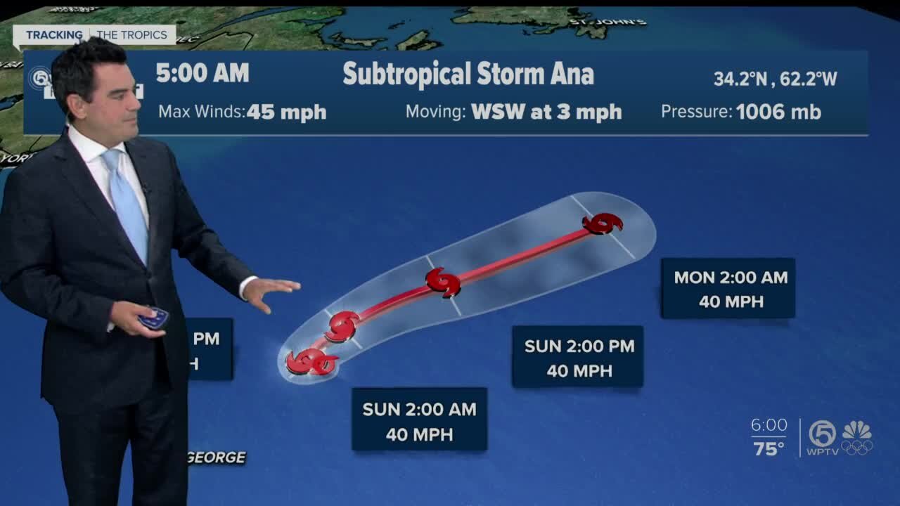 Subtropical Storm Ana forms