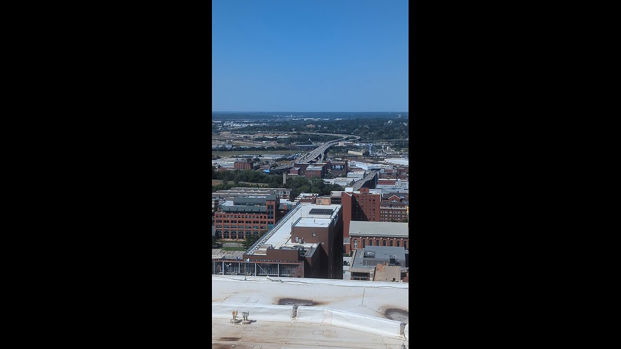 Small jet airplane landing at downtown Kansas City airport