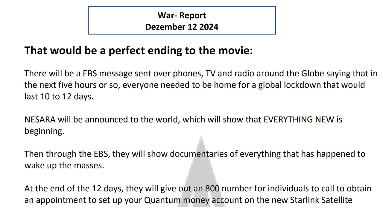 WAR REPORT - THAT WOULD BE A PERFECT ENDING TO THE MOVIE