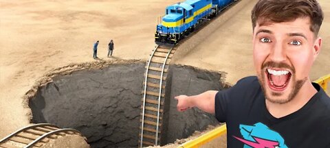 Train vs giant crater