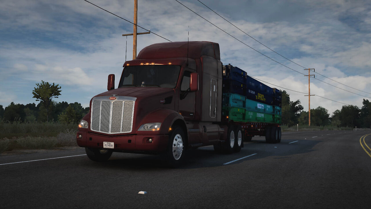 ATS | Peterbilt 579 | Carlsbad NM to Lubbock TX | FlatRack Container Stacked 50,265lb