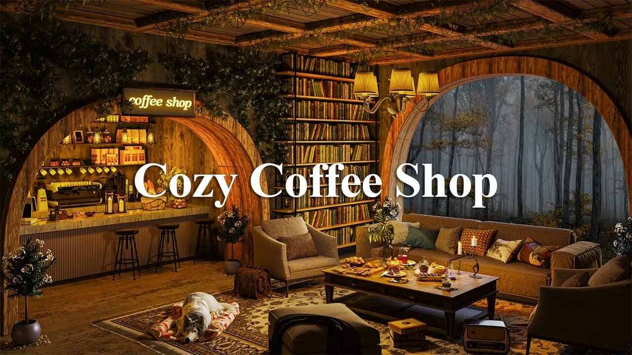 Cozy Coffee Shop Ambience - ASMR Rain Sounds - Relaxing Jazz Music for Working, Reading, Sleeping