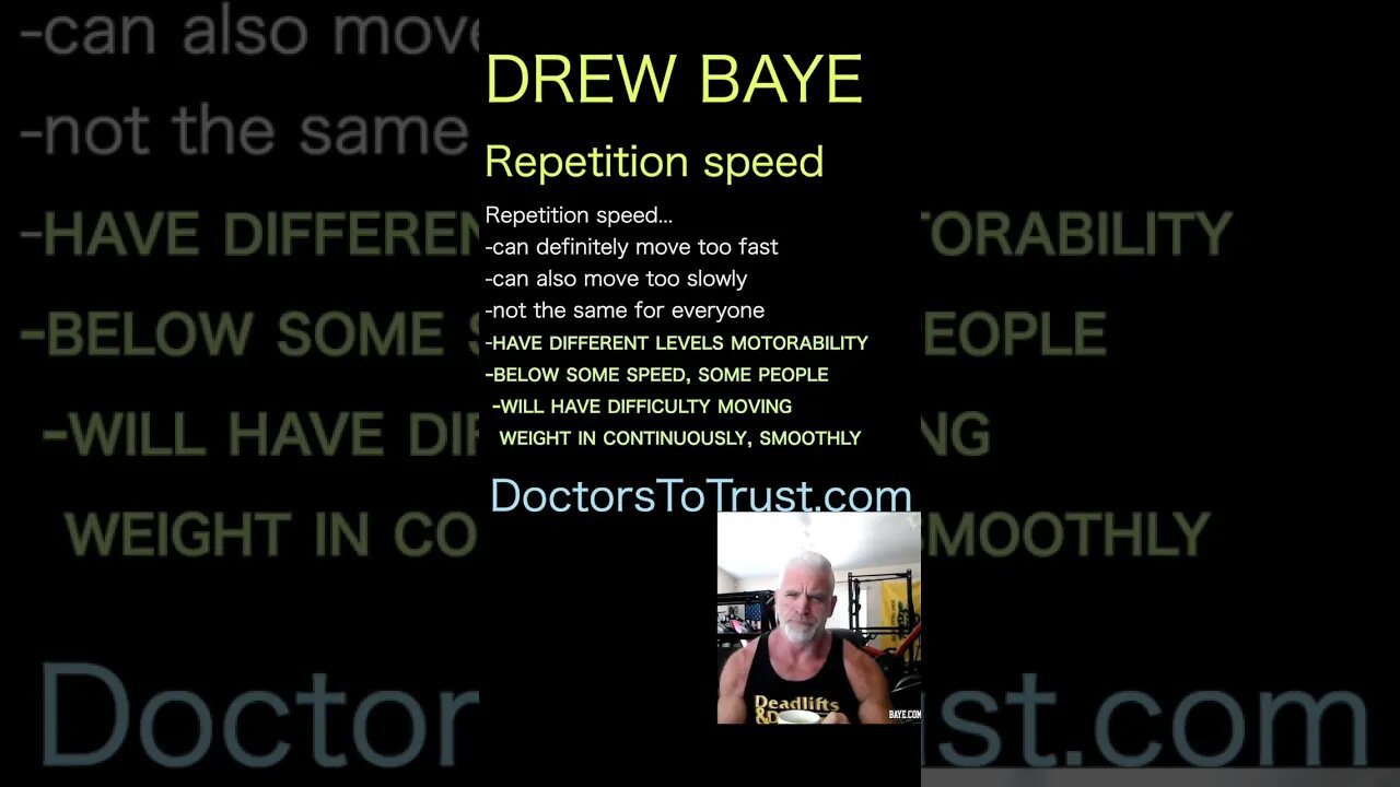 Drew Baye. Workout reps can move too slow...if have difficulty continuously and smoothly moving