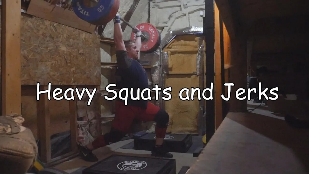 Weightlifting Training - Heavy Squats and Jerks