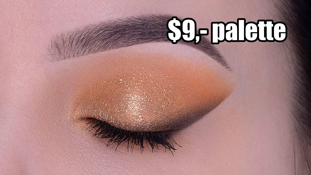 Affordable Soft Copper Glitter Eye Makeup Tutorial using $9,- palette