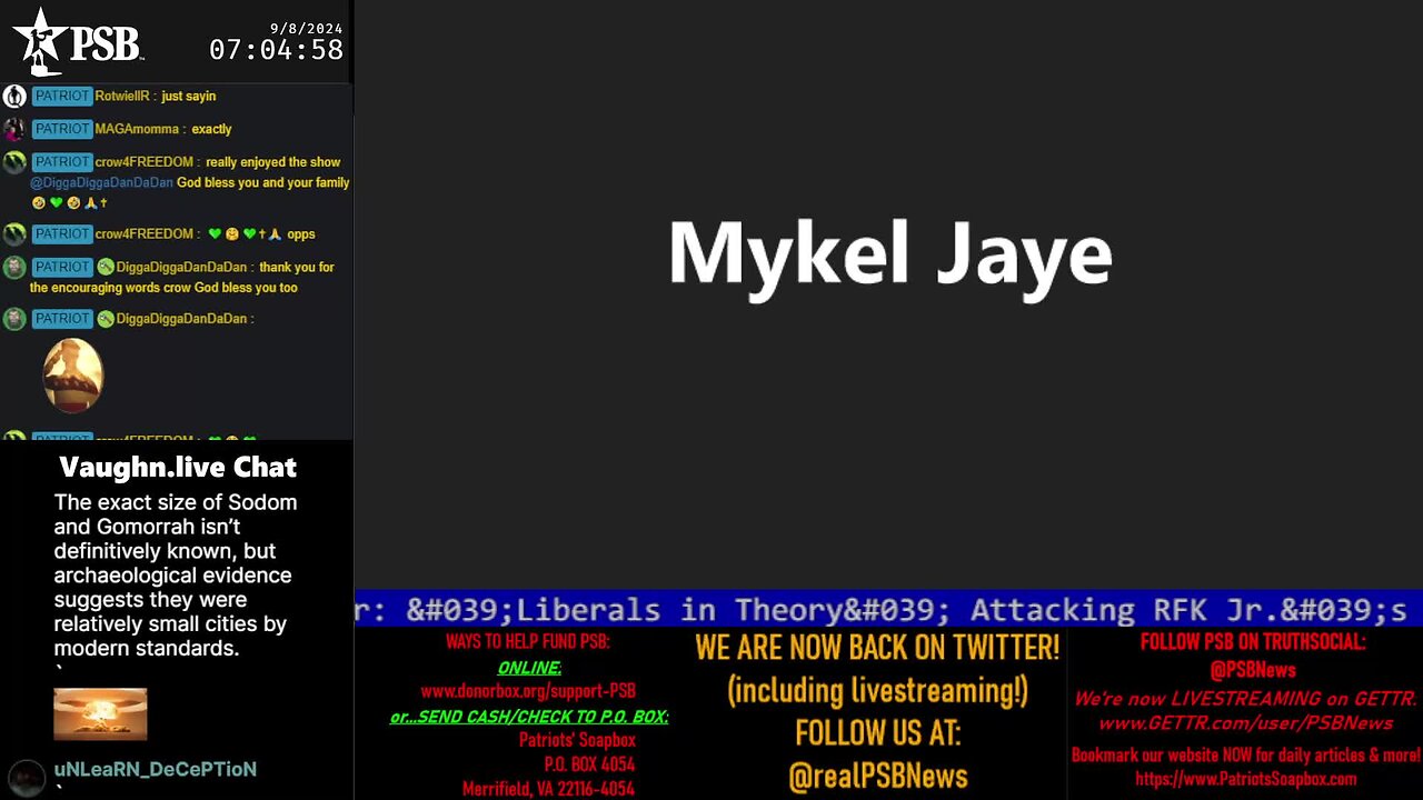 2024-09-08 07:00 EDT - Patriots Soapbox AM: with MykelJaye