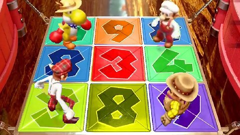 Mario Party Superstars - Kangaroo Yoshi vs Fire Mario vs Bus Driver Waluigi vs CowBoy Wario