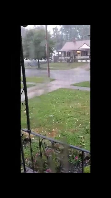 Hail falls in Akron's Goodyear Heights neighborhood