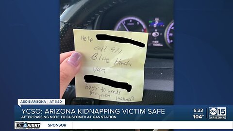 Arizona kidnapping victim now safe after passing note to stranger asking for help