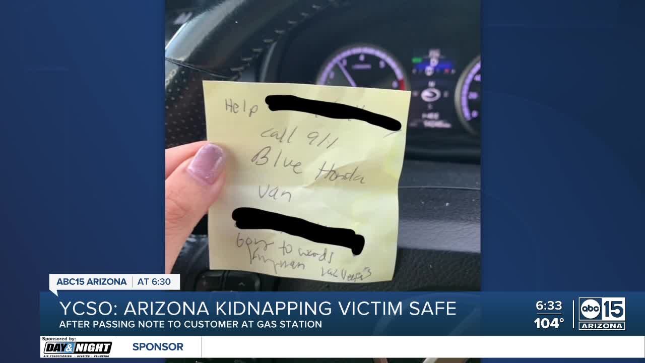 Arizona kidnapping victim now safe after passing note to stranger asking for help