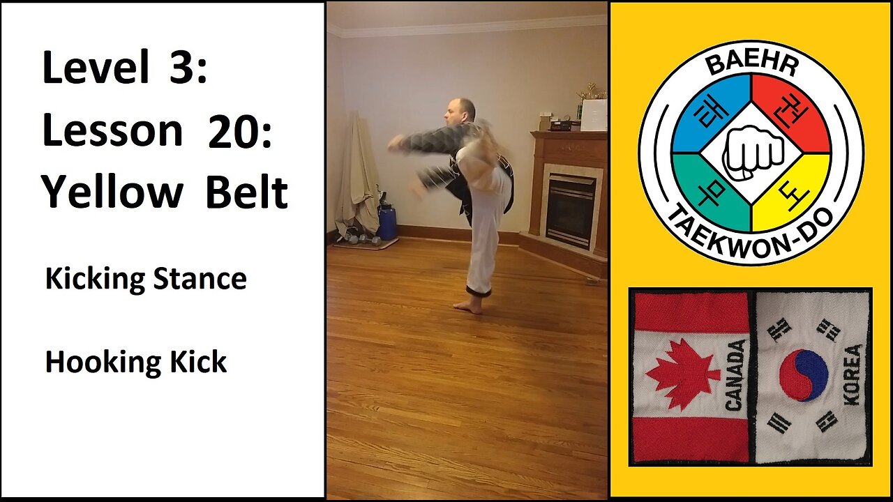 Baehr Taekwondo: 03-20: Yellow Belt: Kicking Stance - Hooking Kick