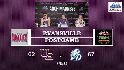 Evansville PostGame Coach Ragland, #10Yacine Toumi, #2Antonio Thomas 75-59 Loss to Drake MVC Tourney