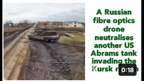 A Russian fibre optics drone neutralises another US Abrams tank invading the Kursk region