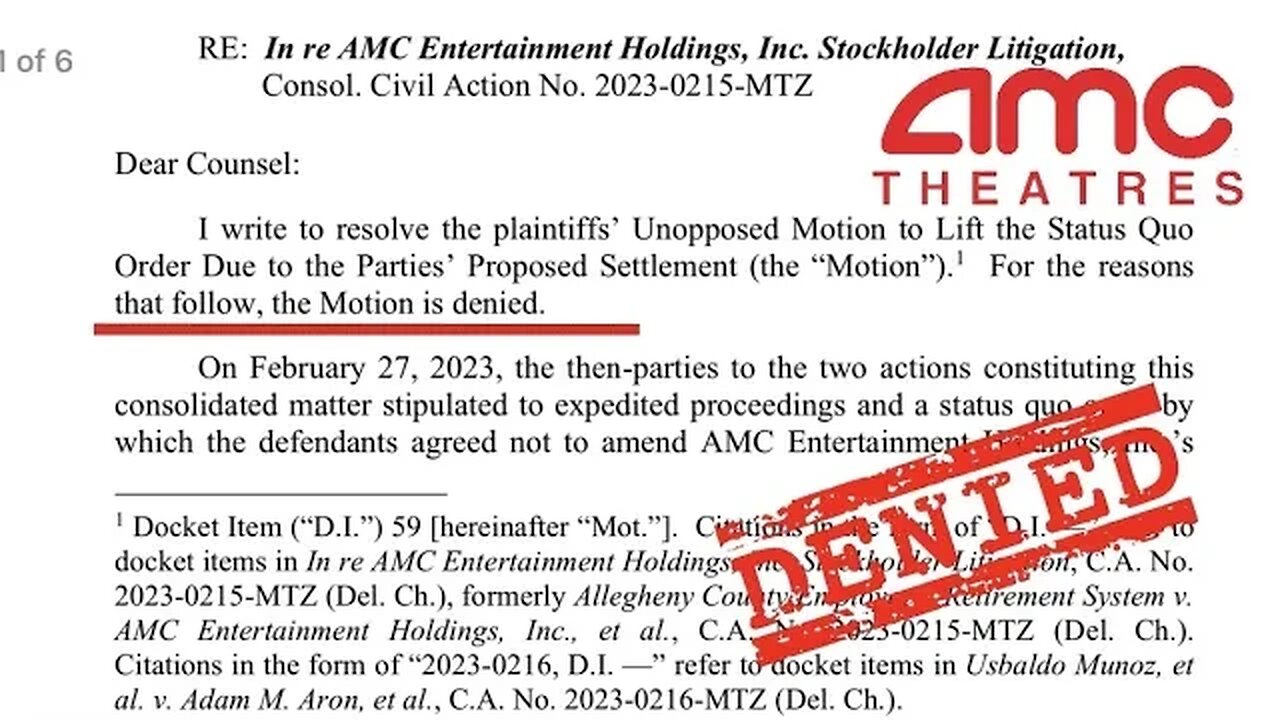 AMC/APE - MOTION DENIED!!!!!!!!!!!!!!!!