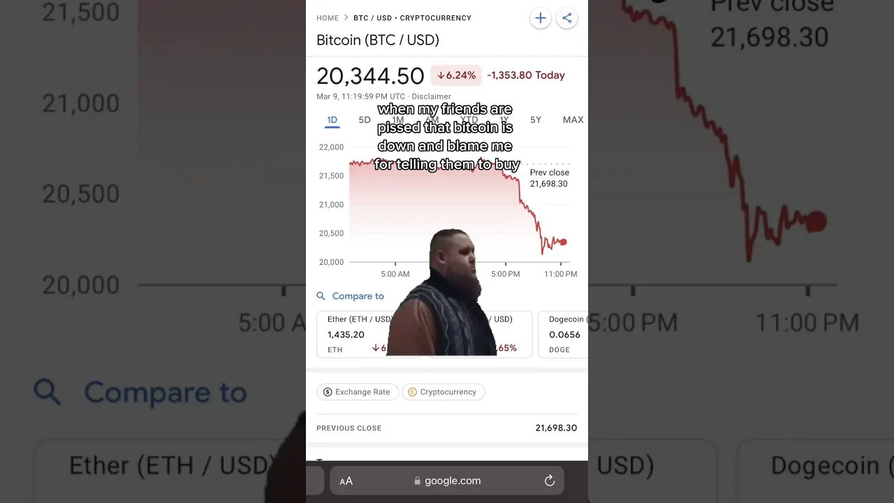 When Your Friends Blame You For The Bitcoin Dump #shorts #bitcoin #crypto