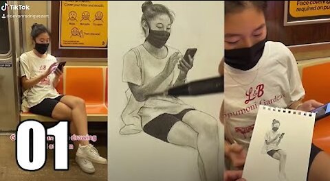 Devon Rodriguez drawing strangers on the NYC subway compilation 1