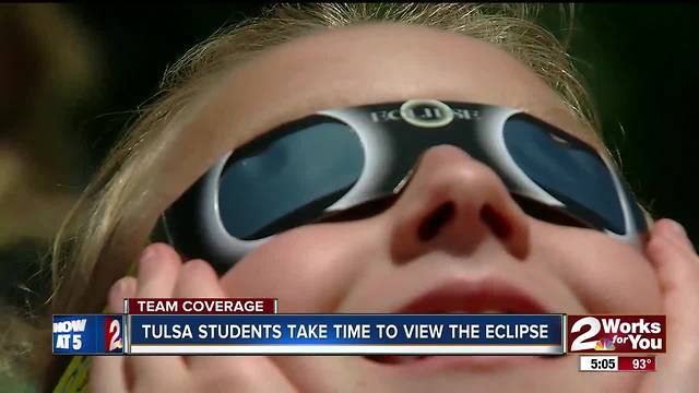 Tulsa students take time to view the solar eclipse