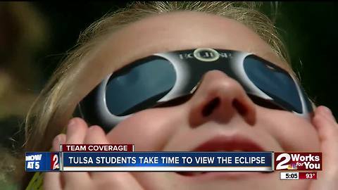 Tulsa students take time to view the solar eclipse