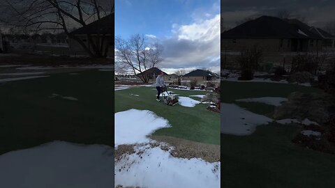 Reel Mowing With Snow on the Green