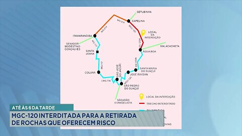 Até às 6 da Tarde: MGC-120 Interditada para a Retirada de Rochas que Oferecem Risco.