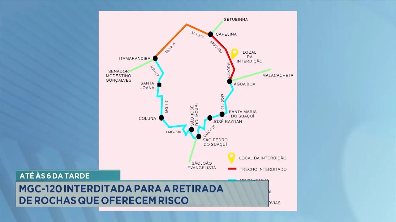 Até às 6 da Tarde: MGC-120 Interditada para a Retirada de Rochas que Oferecem Risco.