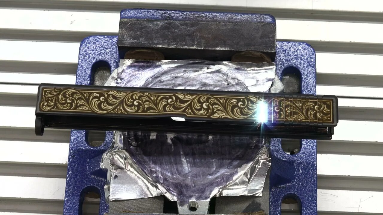 Glock 17 Gen 3 Realtime Slide Laser Engraving with Custom Scrollwork