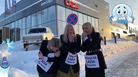 Advertising | Prices are frozen car LADA Granta | Freezing girls