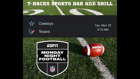 T-Backs Sports Bar and Grill Sports Schedule and free beer/soda for Tuesday Nov 19, 2024