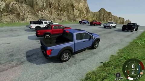 11 %%% Ford VS Ram Trucks Race & Crash Down a Mountain in BeamNG Drive Mods!