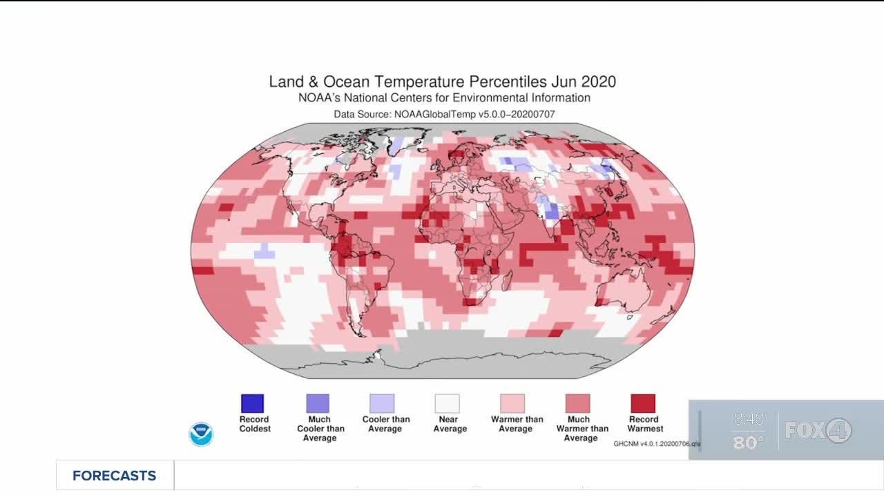 June 2020 third warmest month on record