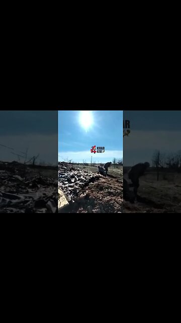 Soldiers of the Armed Forces of Ukraine near Bakhmut launch an F-1 grenade from a slingshot.