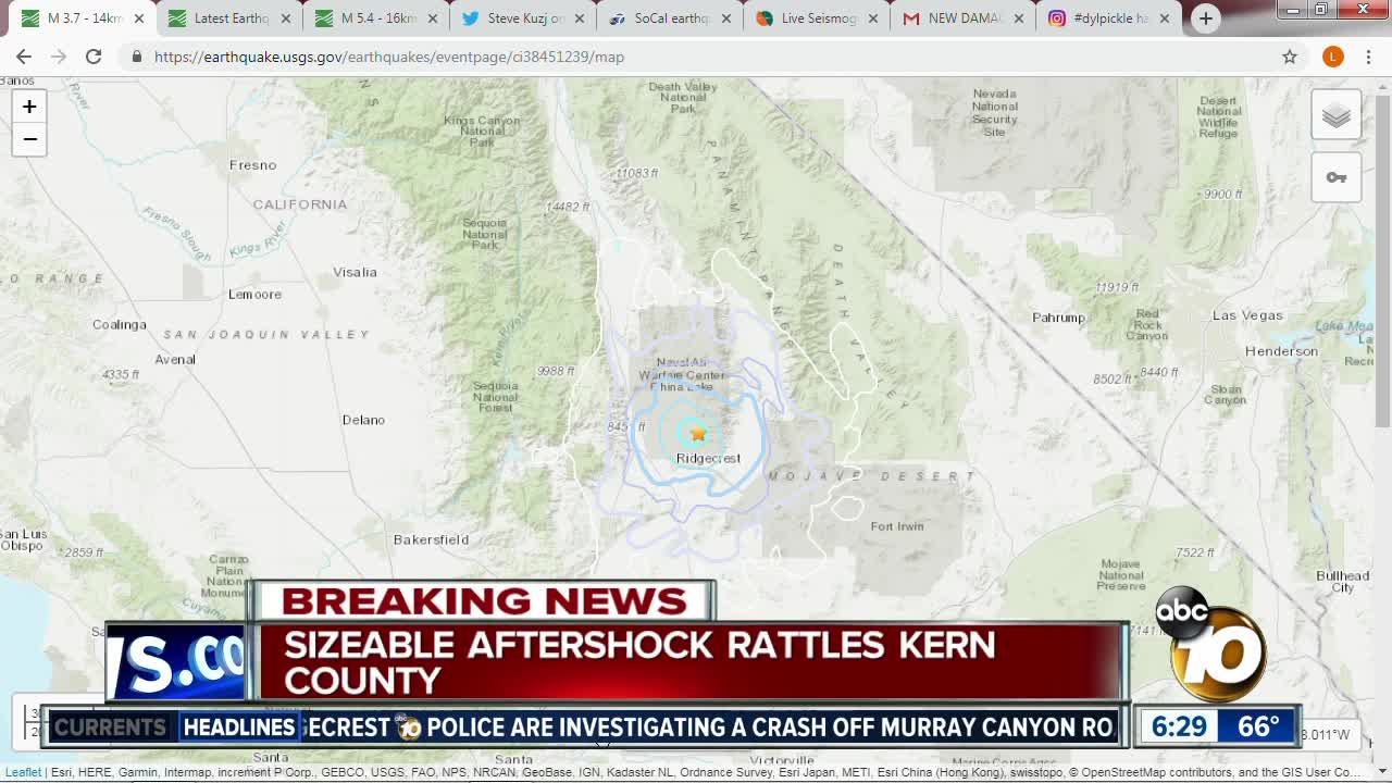 Strong aftershock rattles in same area as July 4 Kern County quake