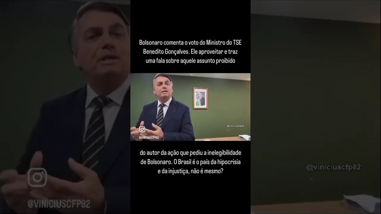 Bolsonaro comenta o voto do Ministro do TSE Benedito Gonçalves