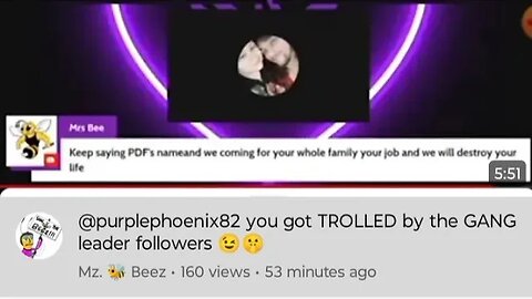 @purplephoenix82 stop attacking the real @MzBeez99 thinking she was the clone account