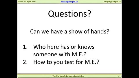 Does anybody know what "Myalgic Encephalomyelitis (M.E.)" is? - Byron Hyde, MD