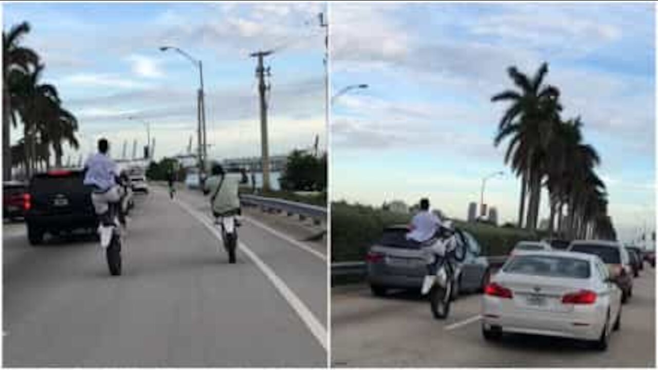 Impenna a tutta velocità per scampare al traffico di Miami