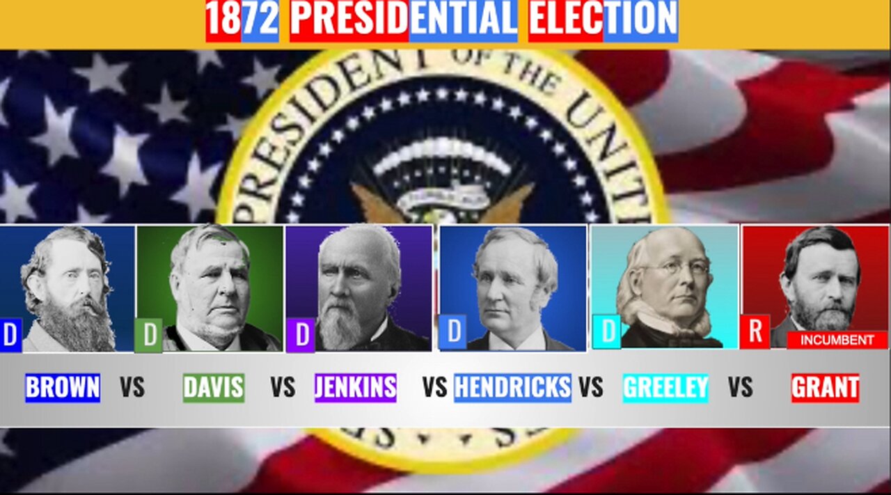 Custom CNN Election Night | 1872 Brown vs Davis vs Jenkins vs Hendricks vs Greeley vs Grant